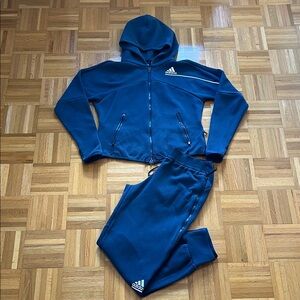 ADIDAS Z.N.E. Navy Full-Zip Hoodie Sweatshirt & Jogger Pants Set Size M
